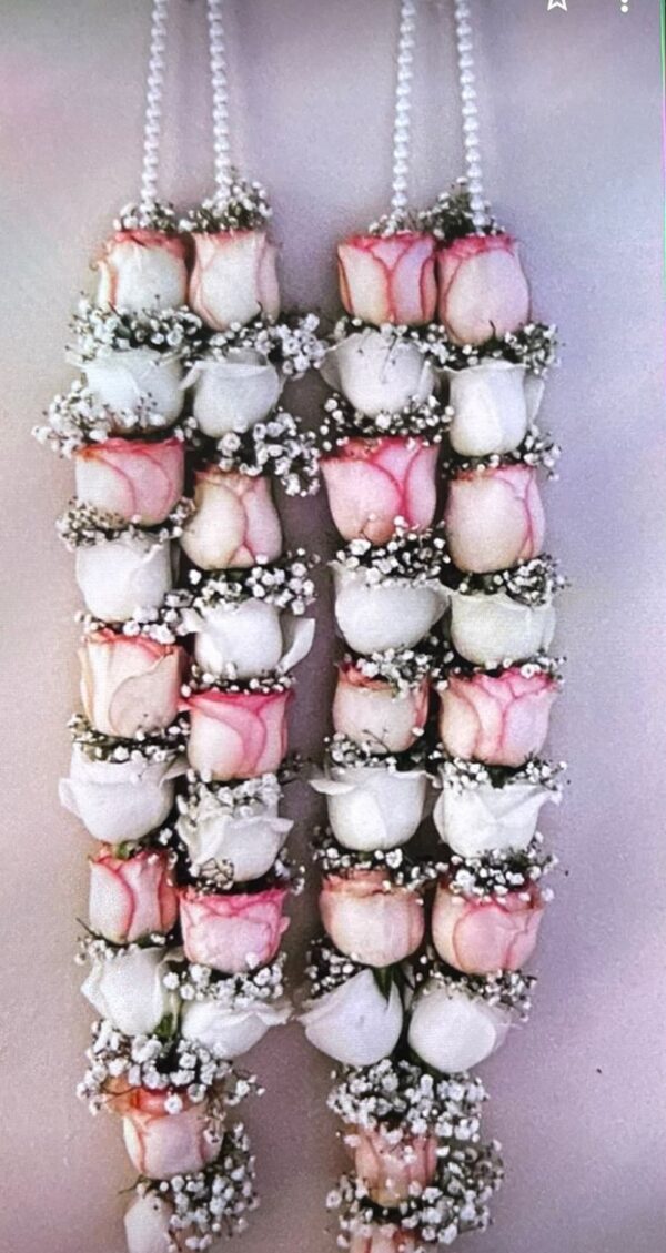 Wedding Garland (5 ft) - Pink & White Rose Bud